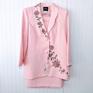 Embroidered Church Event Wedding Suit Skirt Jacket